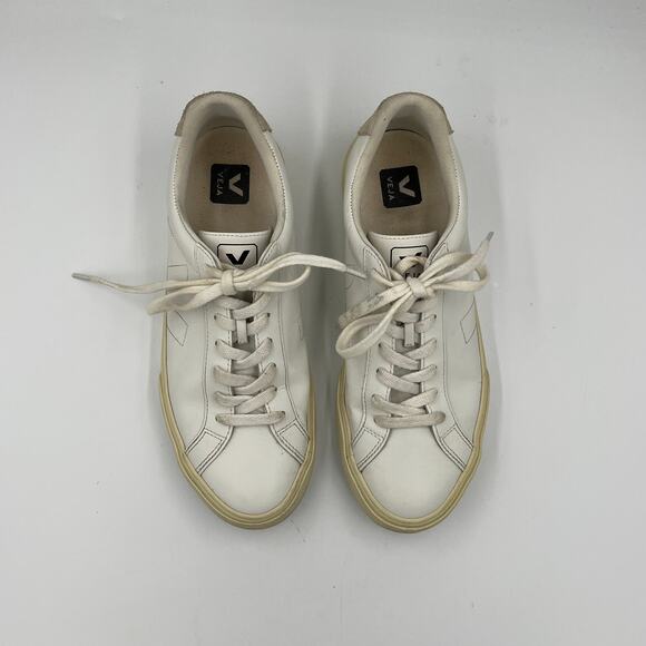 VEJA Esplar Leather Logo Sneakers White sz 10 - Picture 4 of 9